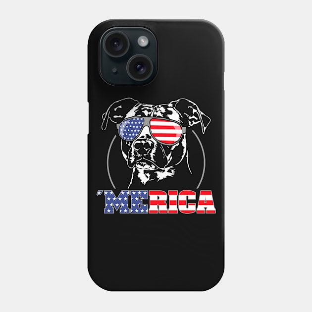 Proud Patriotic Merica Pitbull American Flag sunglasses Phone Case by wilsigns