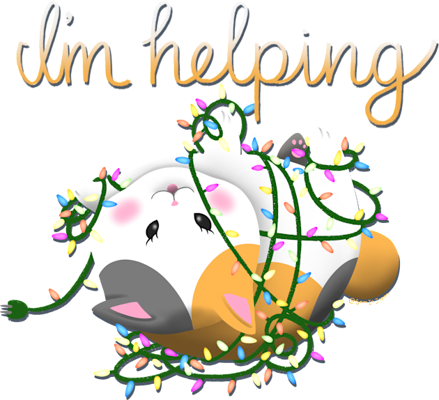 I'm Helping - Fat Cat - cute FF14 illustration for the holidays Kids T-Shirt by SamInJapan