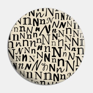 N - Typography (Black) Pin