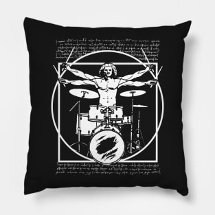 DA VINCI DRUMMER - VITRUVIAN MAN PLAYING THE DRUMS - LEONARDO DA VINCI VITRUVIAN MAN PARODY FOR DRUMMERS Pillow