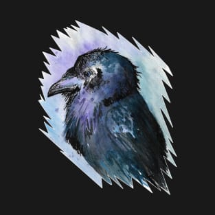 Raven portrait - watercolour - gothic art and designs T-Shirt