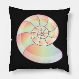 Rainbow Nautilus Shell Pillow