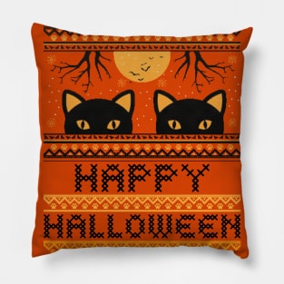 Happy Halloween Black Cats Pillow