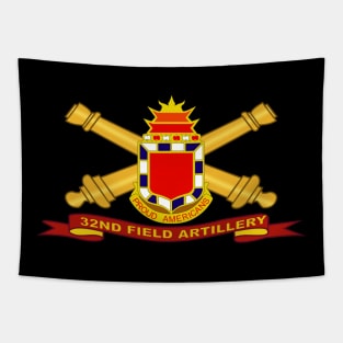 32nd Field Artillery w Br - Ribbon Tapestry