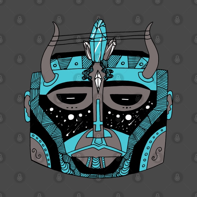 Blue Grey African Mask No 8 by kenallouis