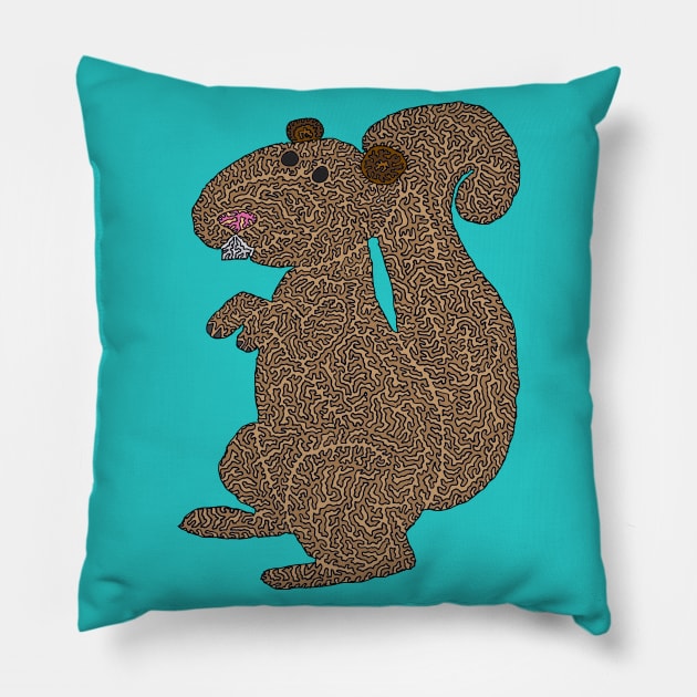 Squirrel! Pillow by NightserFineArts