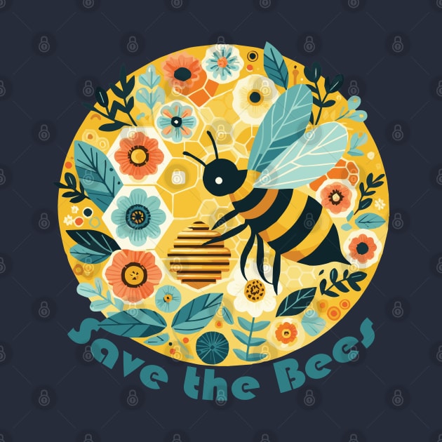 Earth Day Bee and Flowers by Heartsake