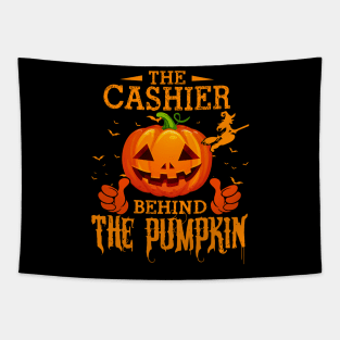 Mens The CHEF Behind The Pumpkin T shirt Funny Halloween T Shirt_CASHIER Tapestry