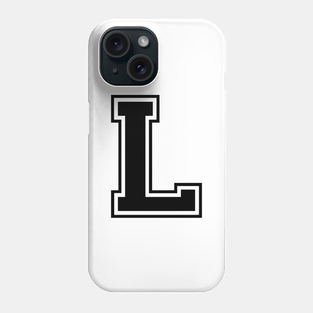 Initial Letter L - Varsity Style Design - Black text Phone Case by Hotshots