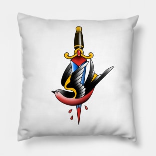 Swallow with dagger Pillow