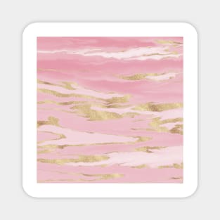 Gold Pink Marble Abstract Painting Magnet