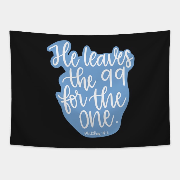 He leaves the 99 for the one - Matthew 18:12 - Blue Tapestry by elizabethsdoodles