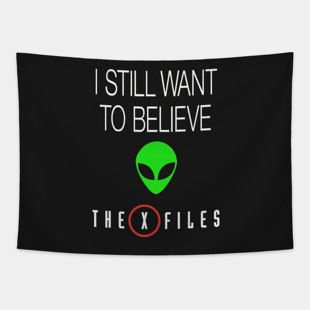 X-File Still Want To Believe Alien Head 2015 Tapestry by squidhunterwa