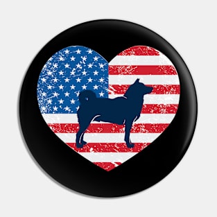 American Flag Heart Love Shiba Inu Usa Patriotic 4Th Of July Pin