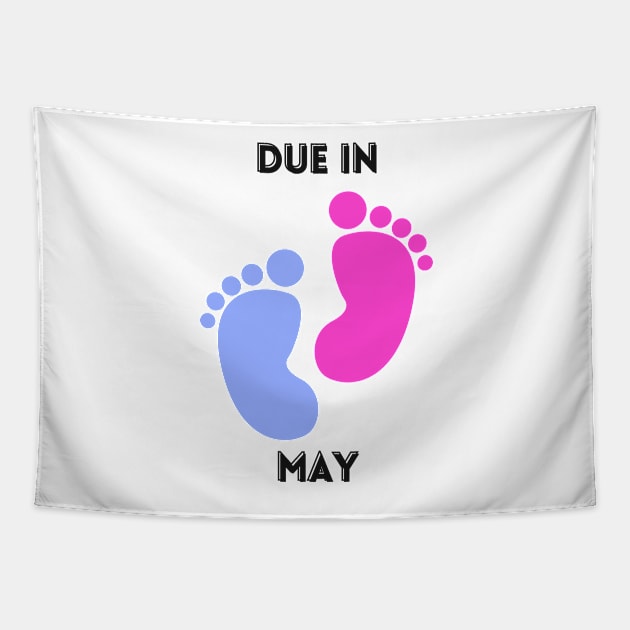 Due in May Baby Footprints Gift Tapestry by mebcreations