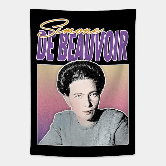 Simone De Beauvoir / Retro Styled Fan Art Design Tapestry by DankFutura