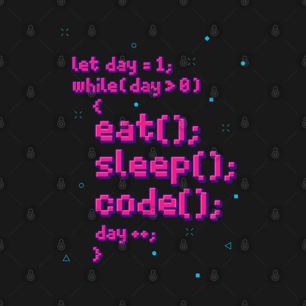 Eat Sleep Code Repeat Retro 80s by affan2fly