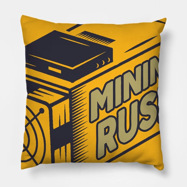 Bitcoin Mining Rush Pillow by Crypto Tees