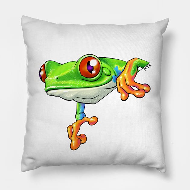 Red Eyed Tree Frog Hanging Out Pillow by RJKpoyp