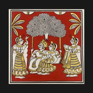 King and Queen, Indian folk art, Phad art, for couples T-Shirt