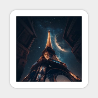 The Eiffel Tower is lit up at night Magnet