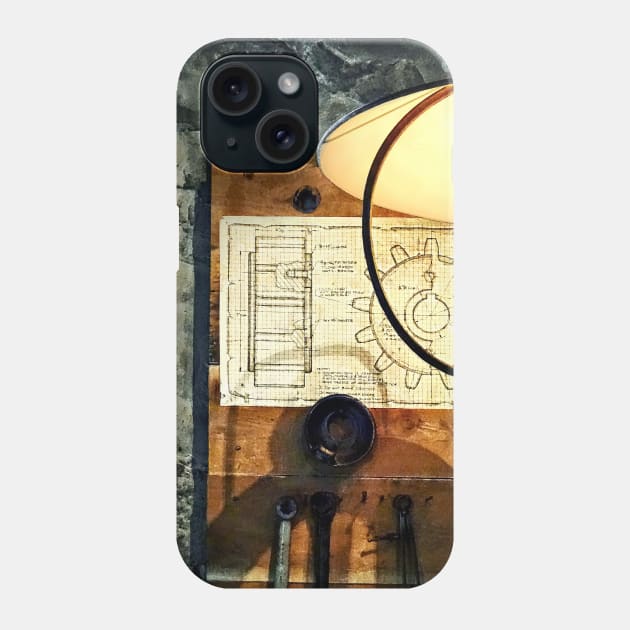 Building Trades - Blueprint of Gear Phone Case by SusanSavad