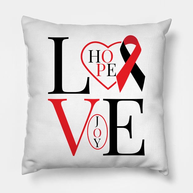 Red and Black Awareness Ribbon Pillow by The Word Shed