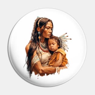 Native American Mother & Son Pin