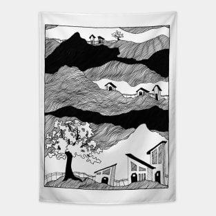 Little houses - mountains, travel, outdoors Tapestry