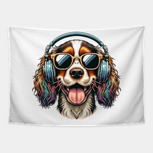 Sussex Spaniel DJ Smiling with Harmonic Tunes Tapestry