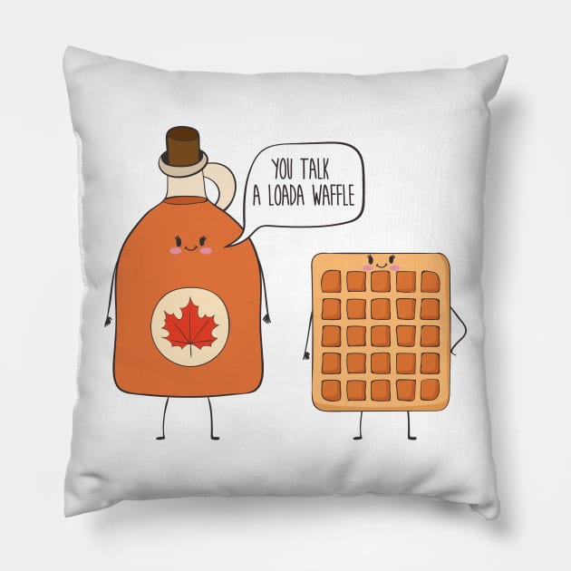 You Talk A Loada Waffle, Funny Waffle Pillow by Dreamy Panda Designs