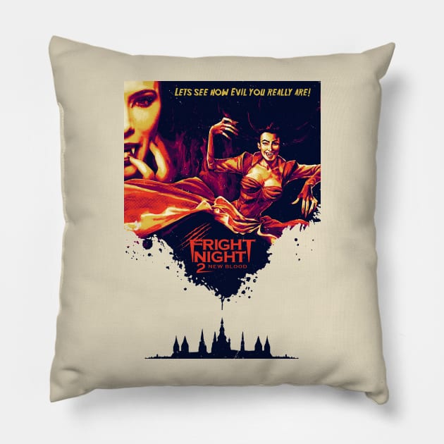 Retro Fright Night New Blood Pillow by OrcaDeep