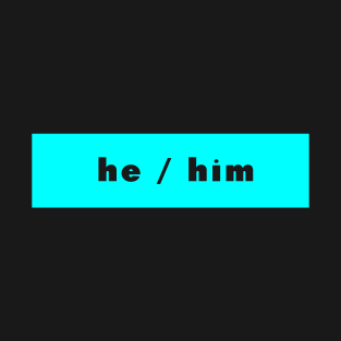 he / him - cyan T-Shirt