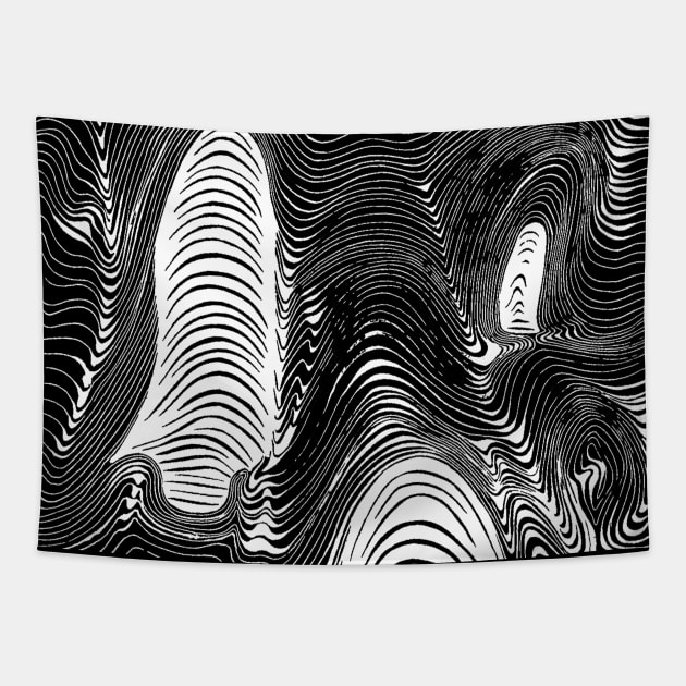 Line Art Optical Illusion Tapestry by Pinkazoid