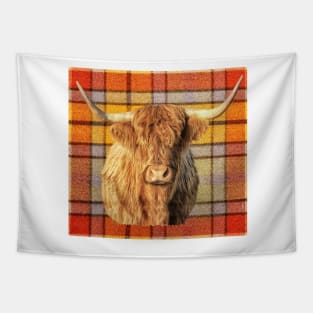 Tartan Highland Cow Tapestry