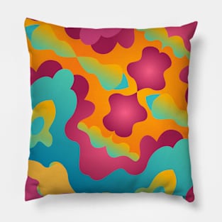 Colorful Hippie Summer Retro Rainbow Artistic Painting Gift Pillow