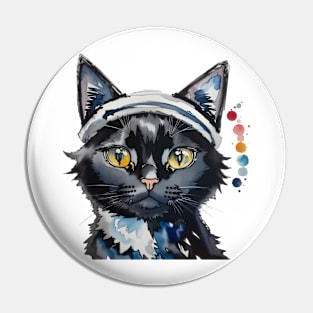 cat with headband Pin