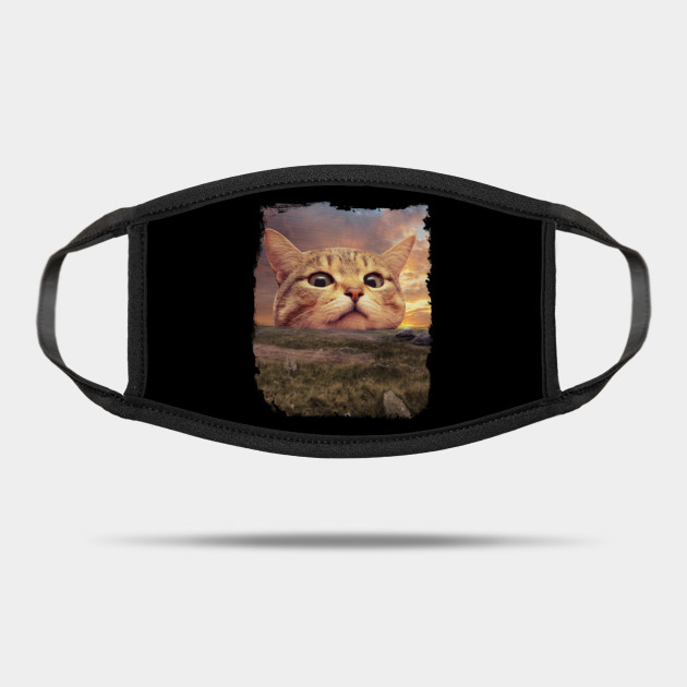 Meow Big Head Cat Funny Gift Cat Mask Teepublic