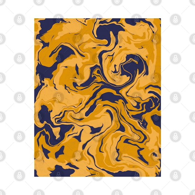 Shades of Moody Yellow and Blue Aesthetic Marble Pattern by Teeworthy Designs