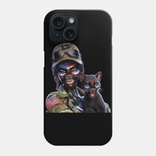 Woman Warrior Panther with Cub by focusln Phone Case