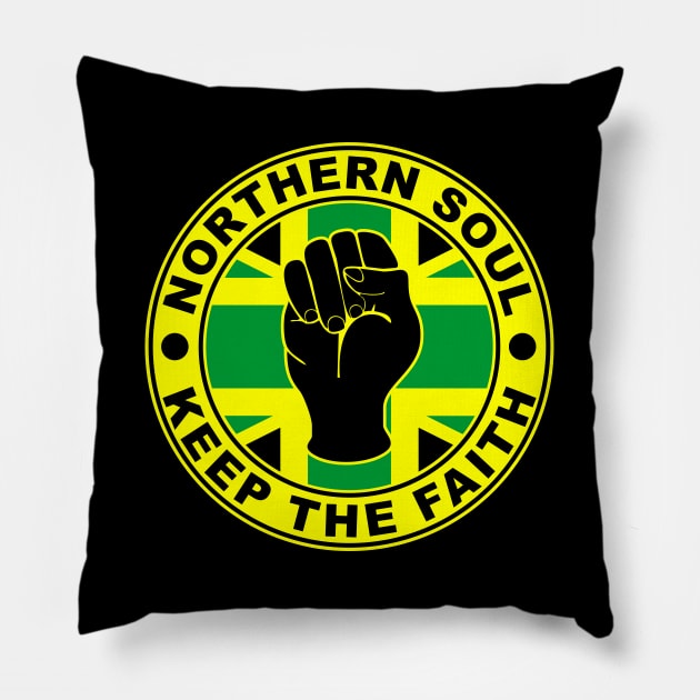 Northern soul keep the faith union flag reggae Pillow by BigTime