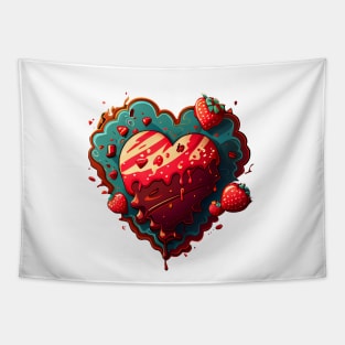 Sweet Valentine's Day Heart Cake Design Tapestry