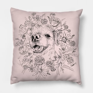 Lilly and Flowers - Border Terrier Pillow