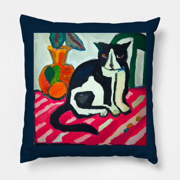 Painting of a Cat styled after Matisse Pillow by Star Scrunch