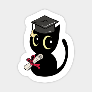 Funny Black cat is graduating Magnet