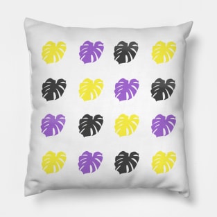 Monstera Deliciosa Leaves - Nonbinary Pride Pillow