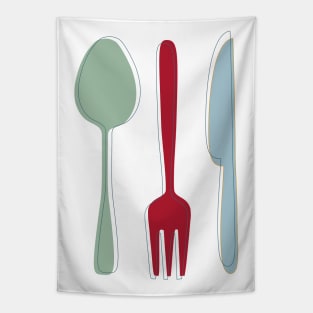 Fun Kitchen Utensils Mid Century Retro Tapestry