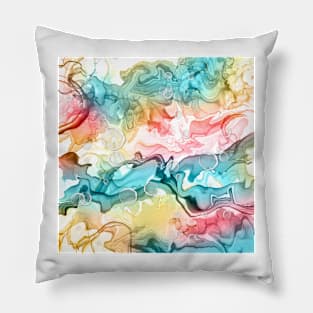 Alcohol Ink swirl - Turquoise &amp; pink Pillow