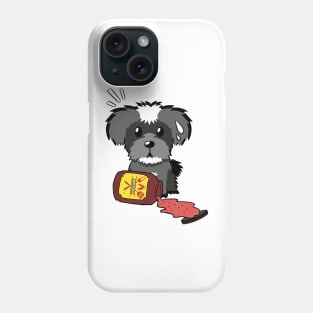 Funny Schnauzer Spills a jar of BBQ Sauce Phone Case