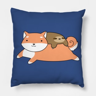 Shiba and Little Sloth Pillow